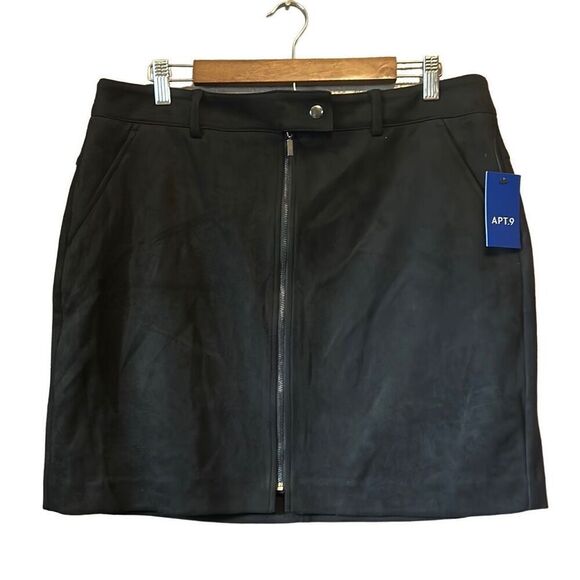 Apt. 9 faux-suede mineral black mini skirt size large Nwt - Picture 1 of 7